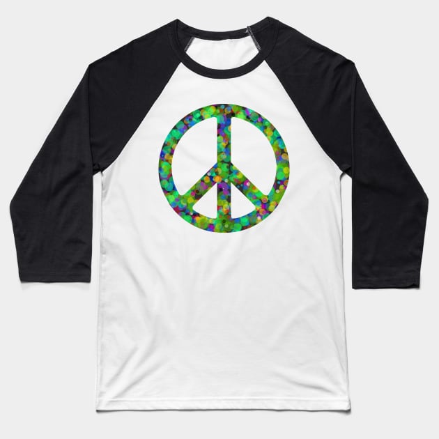 World Peace Sign Vibrant Art Graffiti Activist Baseball T-Shirt by PlanetMonkey